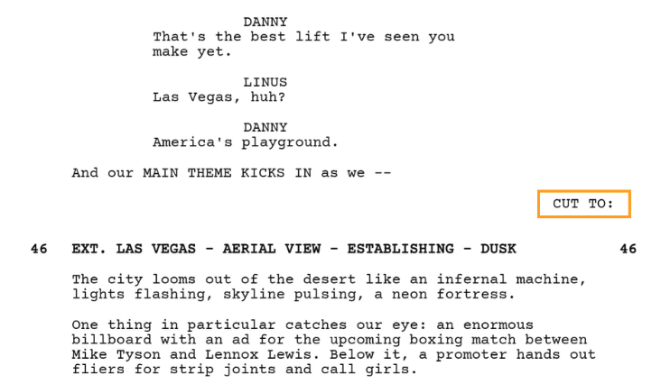 Screenplay transition